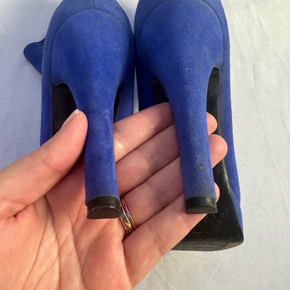 Casadei Blue Suede Leather Heeled Booties - Picture 10 of 12